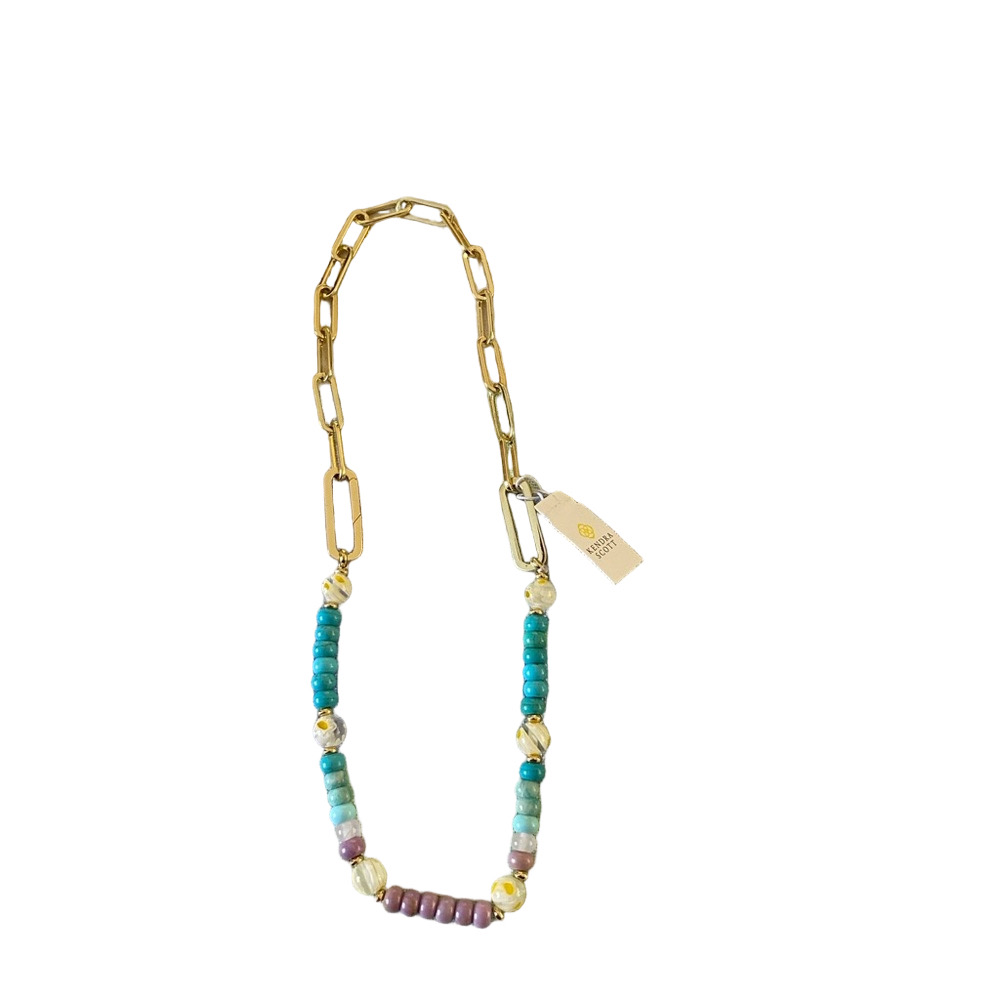 NWT Kendra Scott Ashton Half Chain Necklace with Turquoise Accents